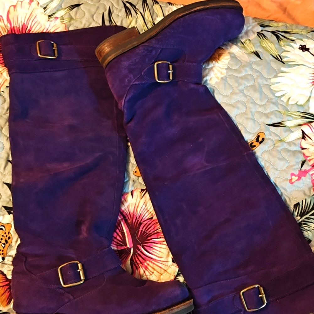 Jeffrey Campbell Purple motorcycle boots